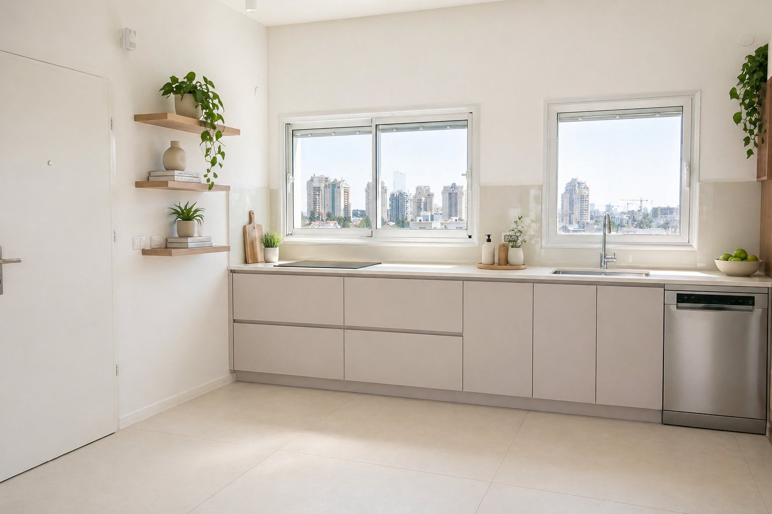 סלון מרווח עם 2 מרפסות, אור טבעי ונוף פתוח